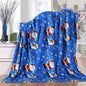 Christmas Reindeer Snowman Santa Claus Print Double-sided Flannel Couch Blanket