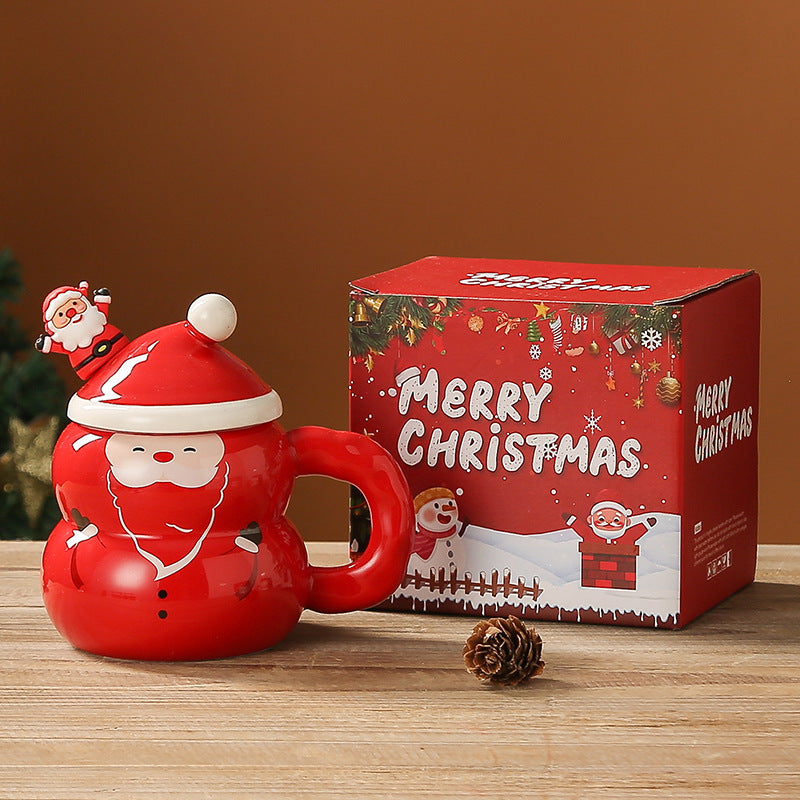 Christmas Mugs with Santa Hat Lids