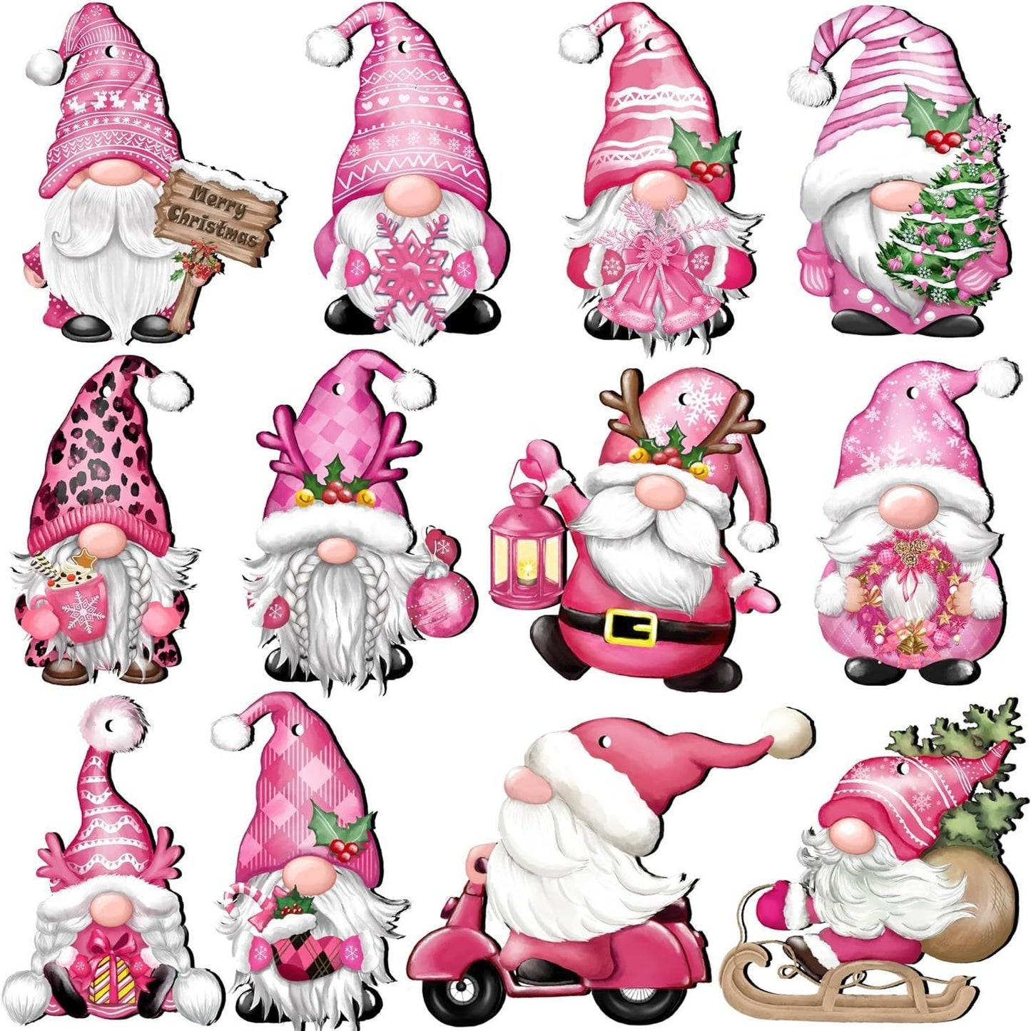 24 PCs Wooden Christmas Hanging Ornaments