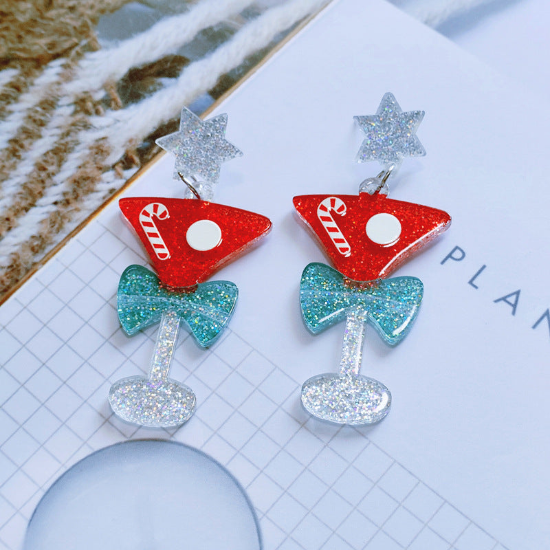 Adorable Acrylic Christmas Earrings With Rhinestones Variety