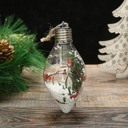 Retro Christmas Bulb Lighted Winter Scene Dry Snow Globe