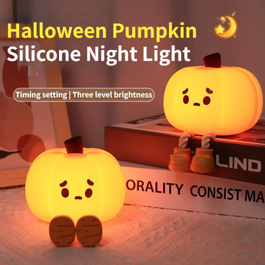 Cute Silicone Pumpkin Night Light Soft Touch Touch Dimmable Rechargeable