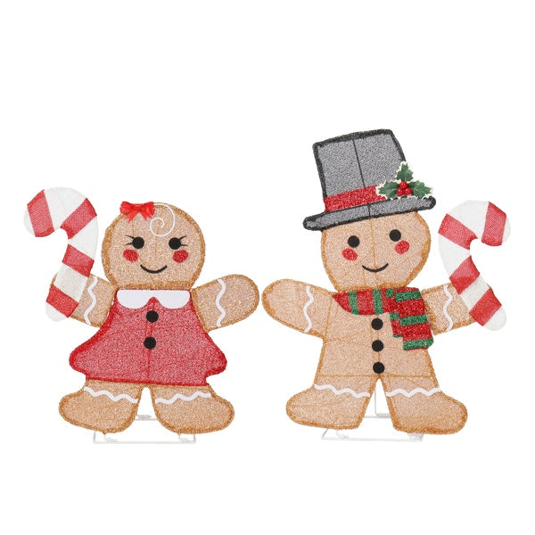 Lighted Gingerbread Man Couple Lighted Christmas Display