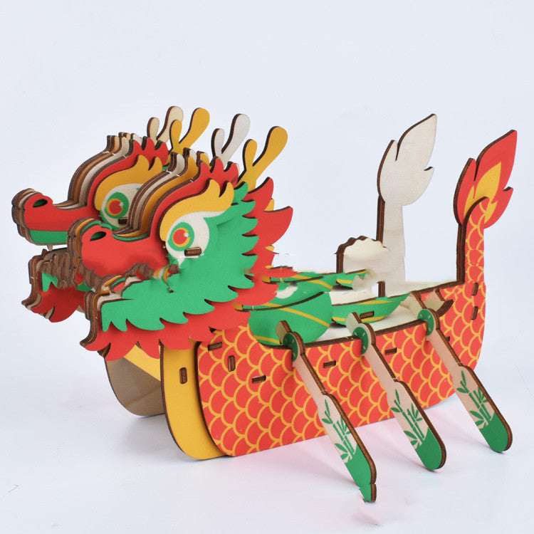 Construction Dragon Boat Festival Series Wooden 3D Puzzles