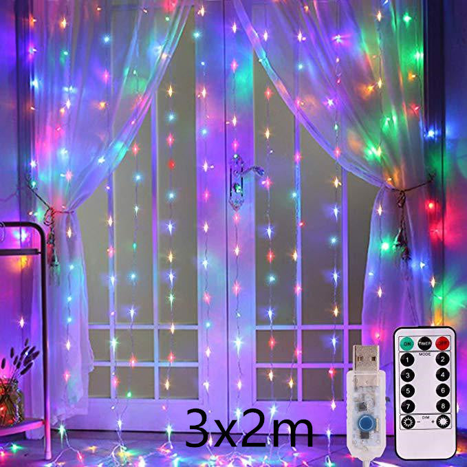 LED Multi-Color Curtain Lights w/Remote Control