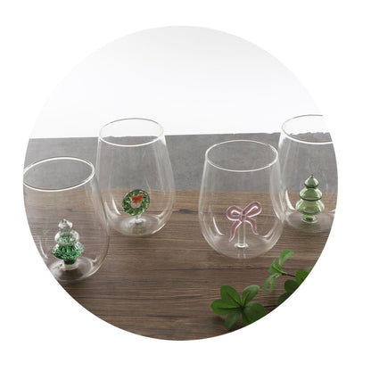 Assorted 3D Decorative Christmas Glass Mugs