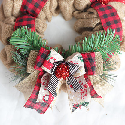 Gingham Christmas Wreath w/Antlers & Garland