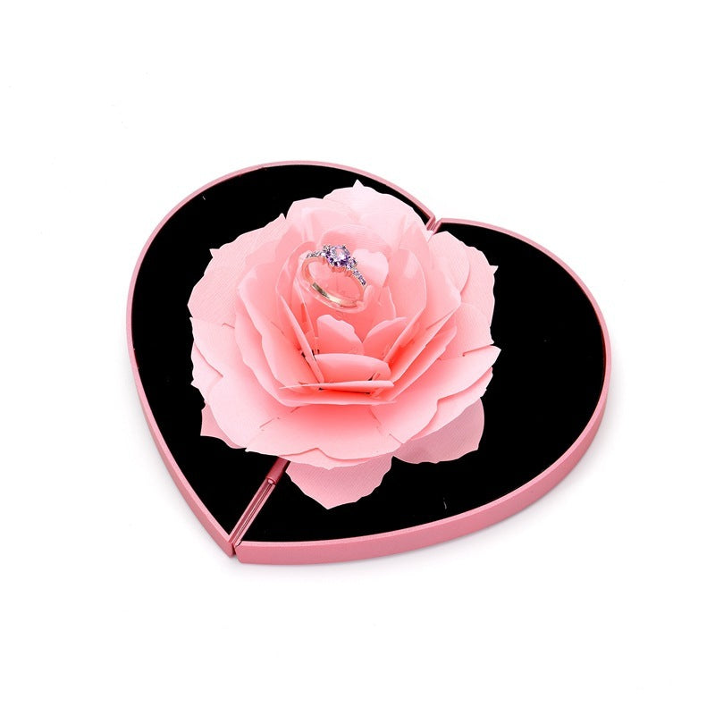 3D  Heart-shaped Rose Love Ring Box