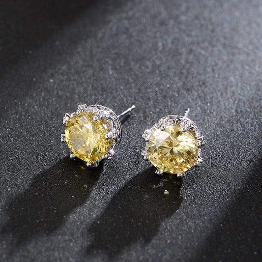 Yellow Inlaid Diamond-cut Earrings