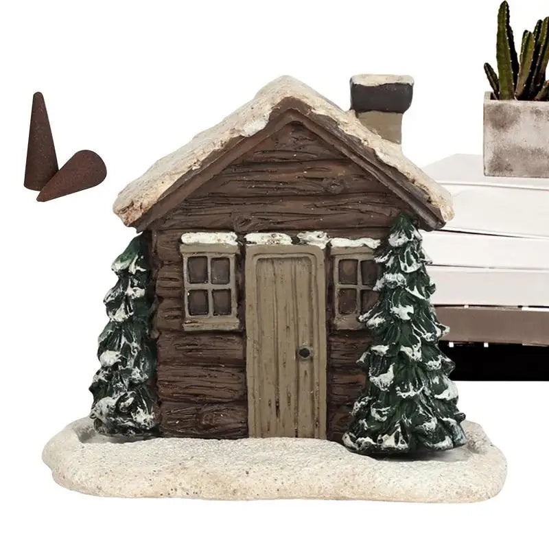 Rustic Log Cabin Christmas Incense Burner