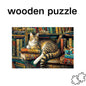 Library Cat Nap Rectangular Wooden Puzzles