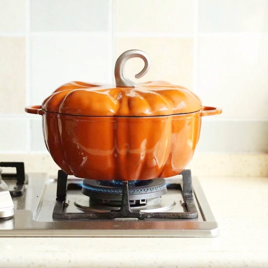 Pumpkin Shaped Cast Iron Enamel-coated Pot