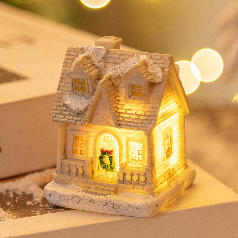 Small Christmas LED Light Up Resin House Village