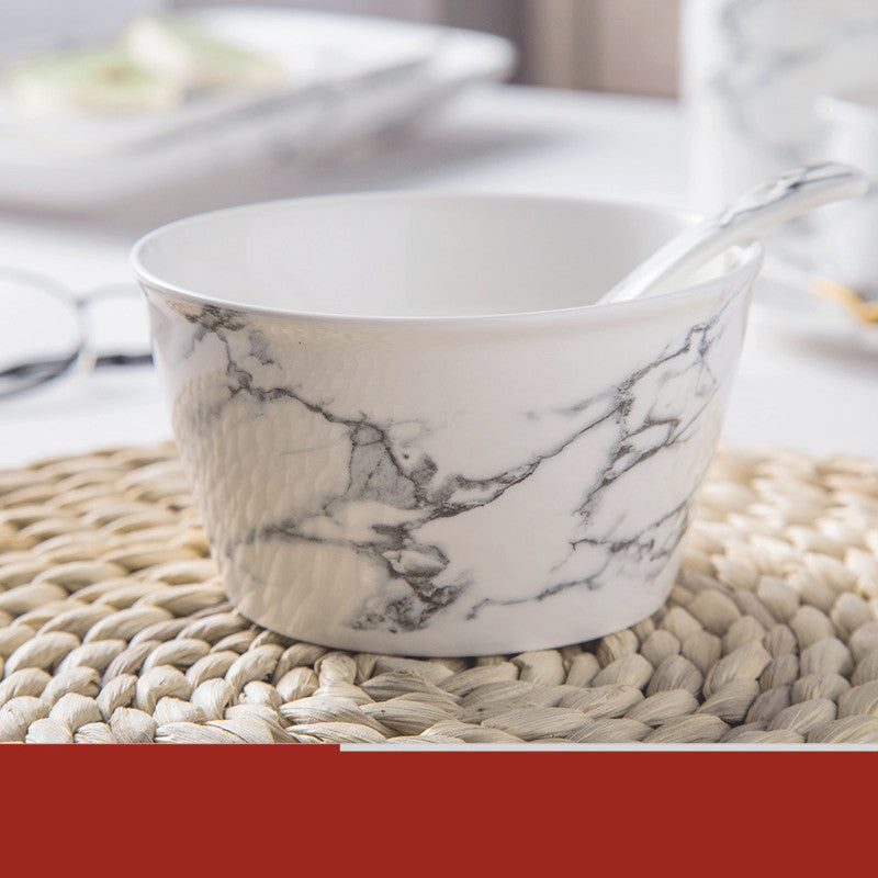 Marble-style Porcelain Dishware Set