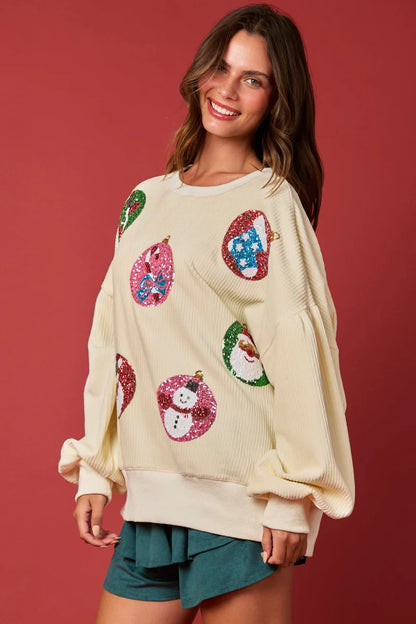 Christmas Ornaments Sequined Sweatshirt