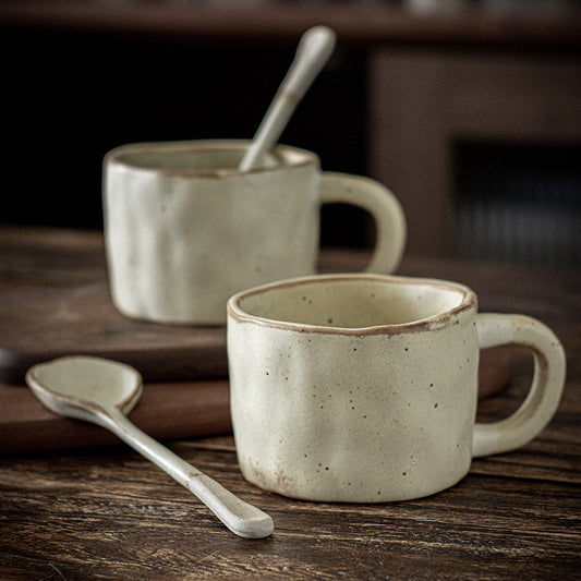 Rough Stone-Like Hand-crafted Mug w/Matching Available Spoons