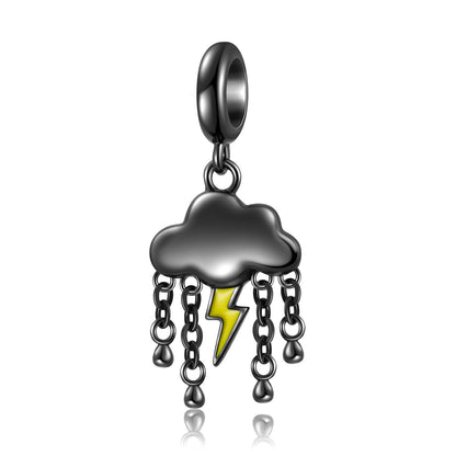 Sterling Silver Plated Black Gold Thunder Rain Cloud Pendant