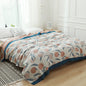 Cotton Muslin Quilt Blanket – Lightweight Floral Gauze Coverlet – Breathable Summer Bedspread