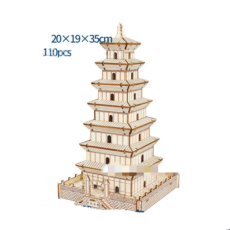 Wood Building Model Puzzles Toy 3D0 Puzzle Board