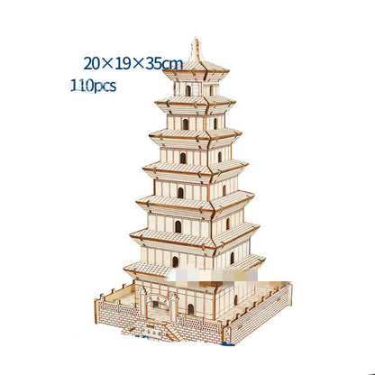 Wood Building Model Puzzles Toy 3D0 Puzzle Board