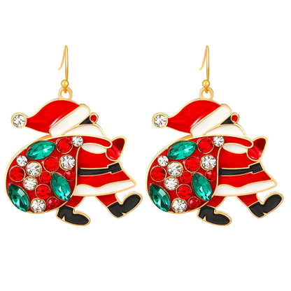 Adorable Santa Claus Colorful Rhinestone Earrings