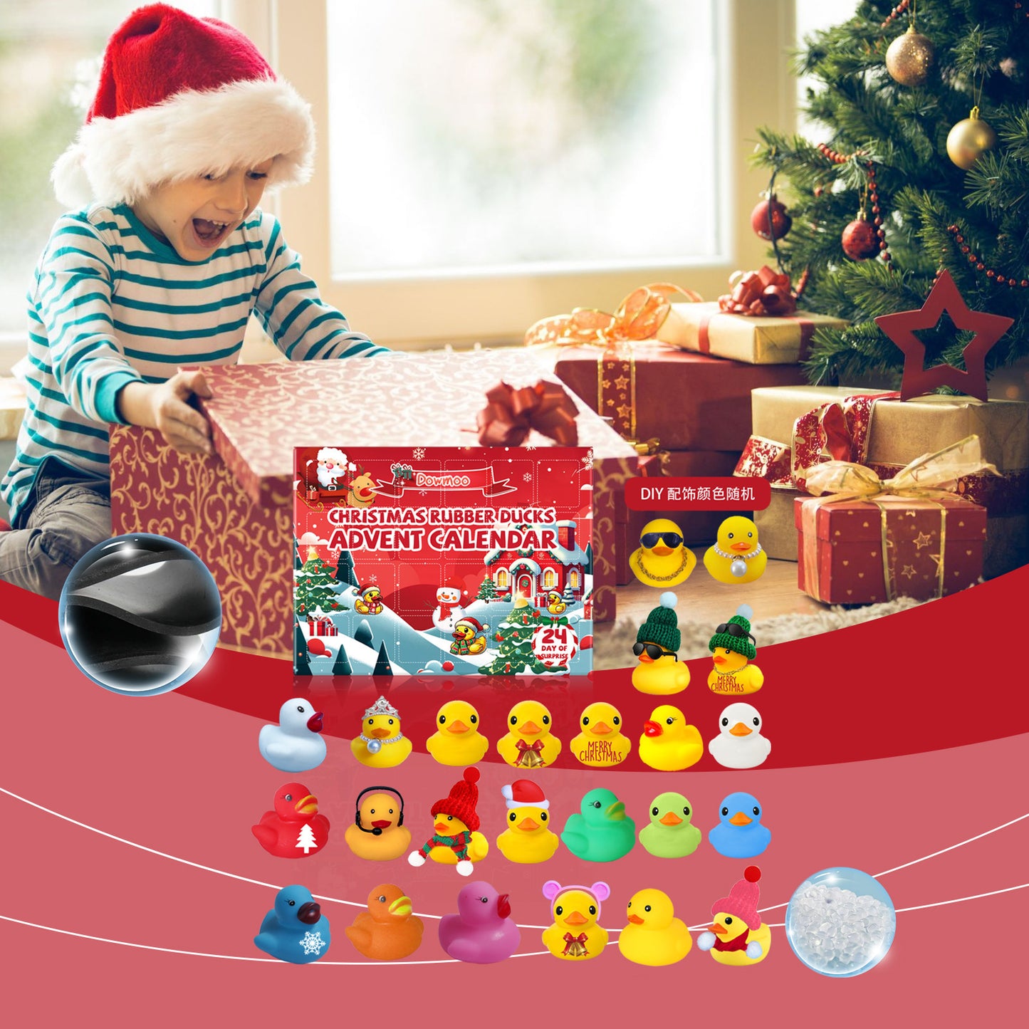 24 Grid Rubber Duck Christmas Advent Blind Box