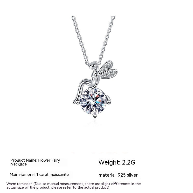 Flower Fairy Moissanite 925 Sterling Silver Necklace