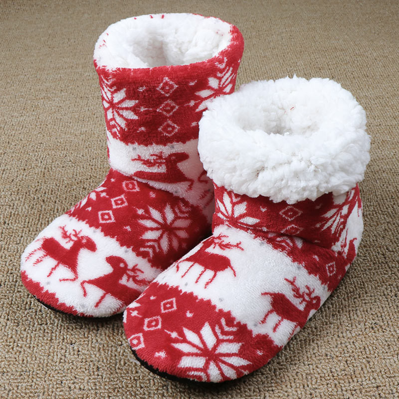 Thick Wool Christmas House Slippers