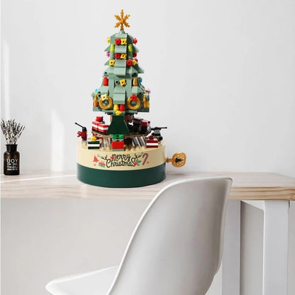 Interlocking Christmas Tree Block Spinning Music Box