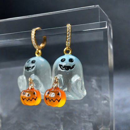 Adorable Ghost Pumpkin Earrings