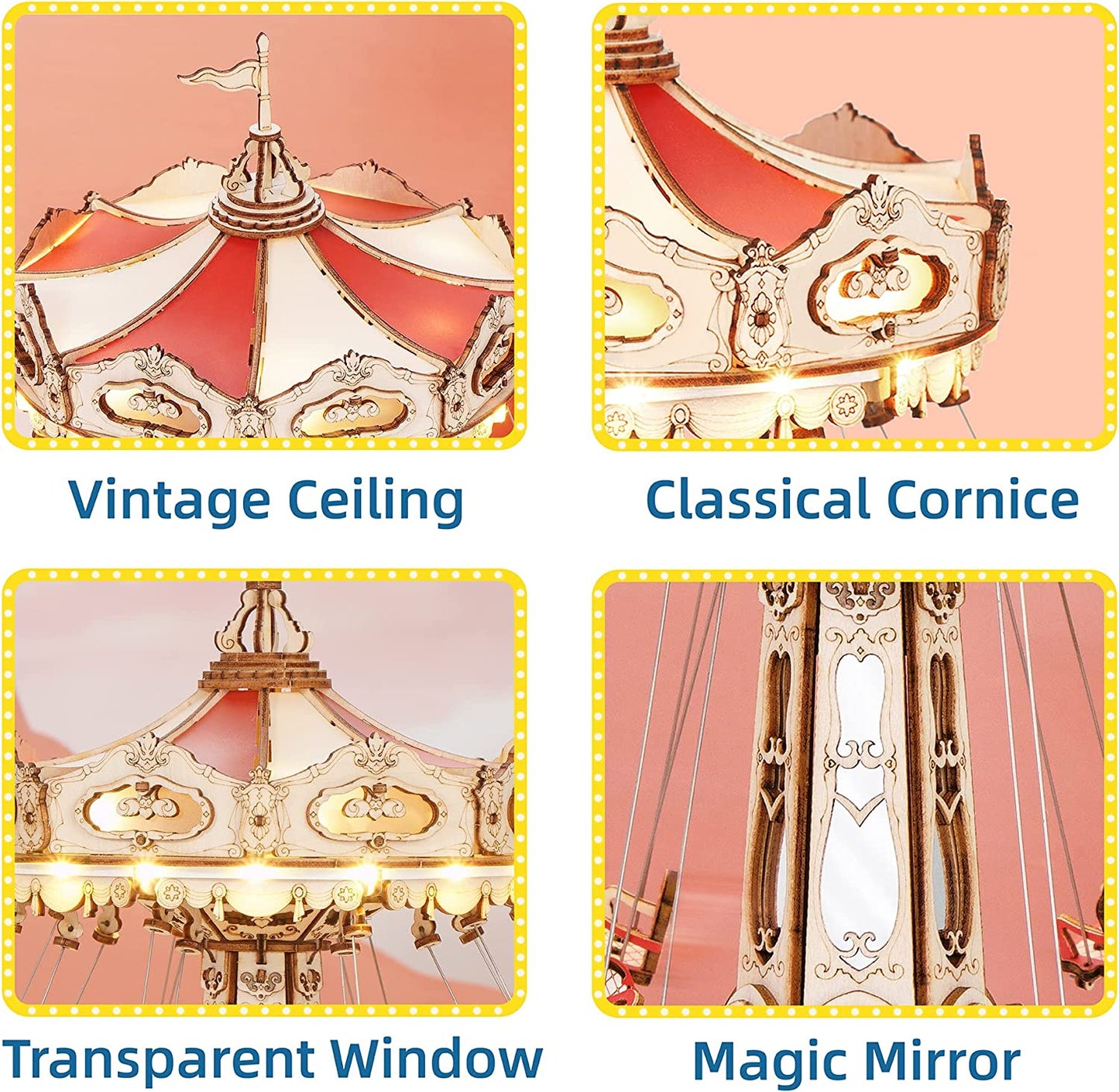 Carnival Swing Ride Mechanical Wooden Music Box Kit