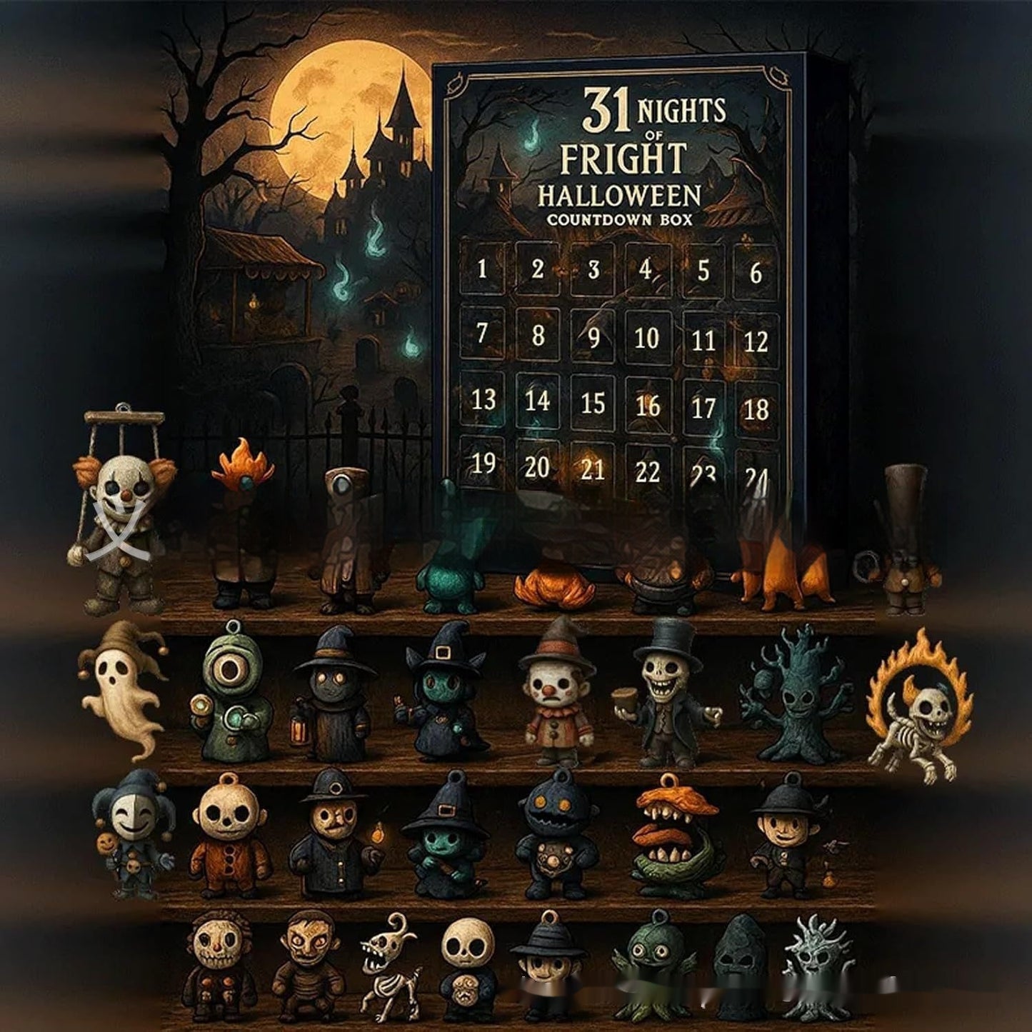 31 Night Scare Halloween Countdown Box With Doll Advent Countdown Box