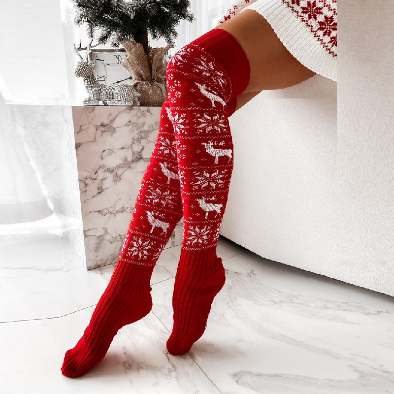 Warm Christmas Knitted Long Socks