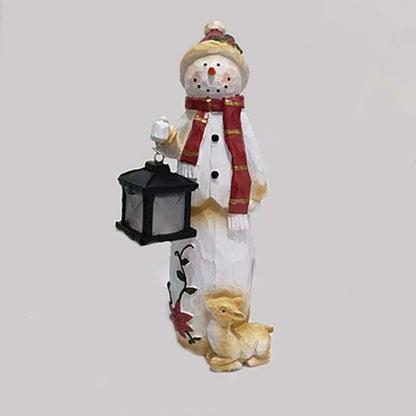 Santa/Snowman Under Street Lamp Resin Decor