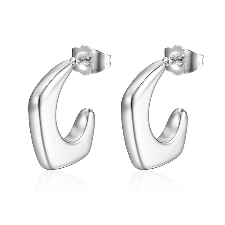 French Retro Irregular Stainless Steel Earrings