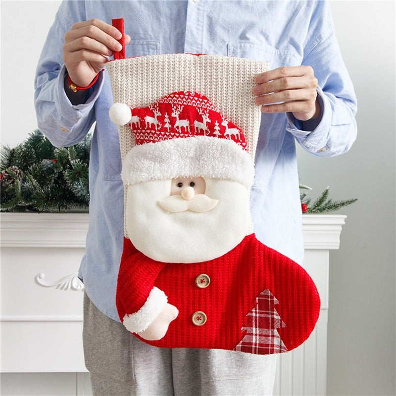 Knitted 3D Santa or Snowman Christmas Stockings