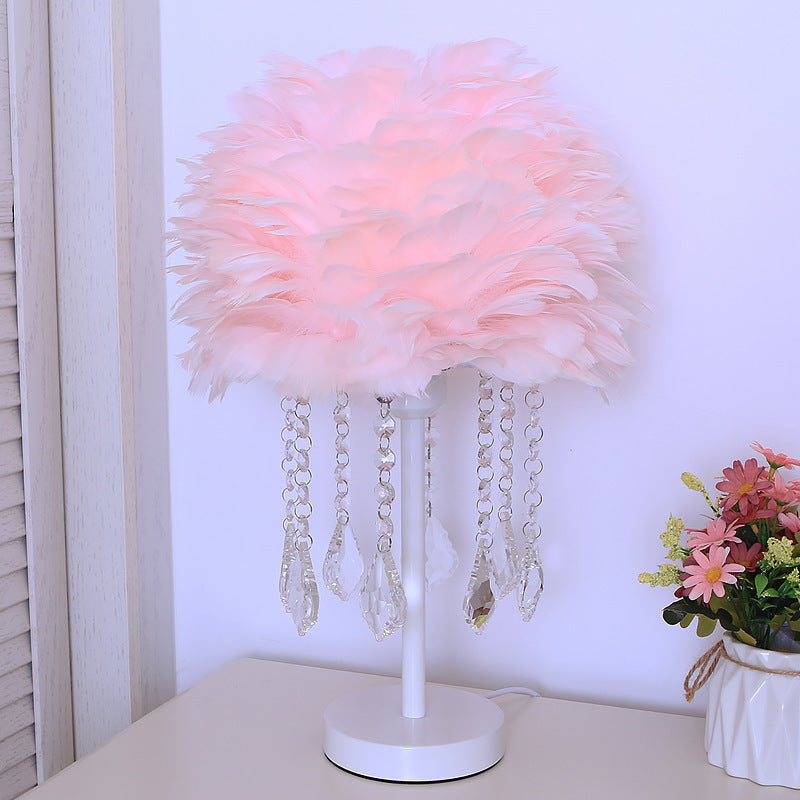 Decorative Feather Lamp w/Crystals