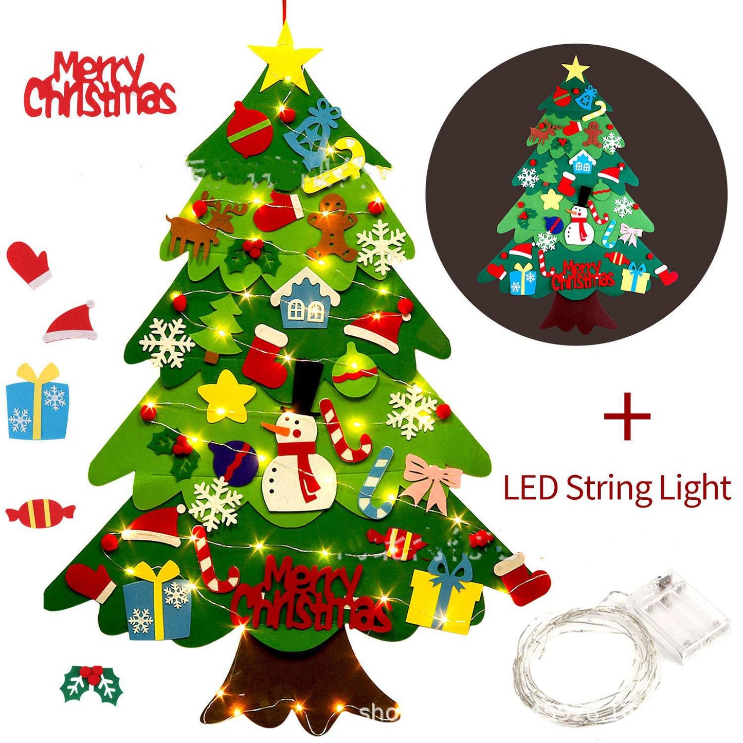 Felt Christmas Tree w/Lights