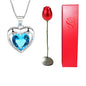 Heart Shaped Crystal Diamond Pendant Rose Head Necklace