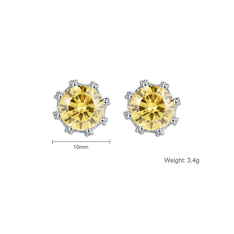 Yellow Inlaid Diamond-cut Earrings