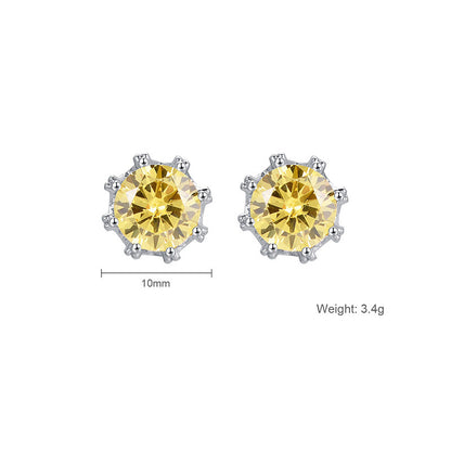 Yellow Inlaid Diamond-cut Earrings