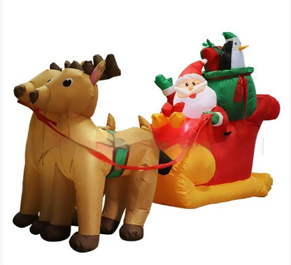 Outdoor Christmas Inflatable Santa in Sleigh with Reindeer – 7.2ft