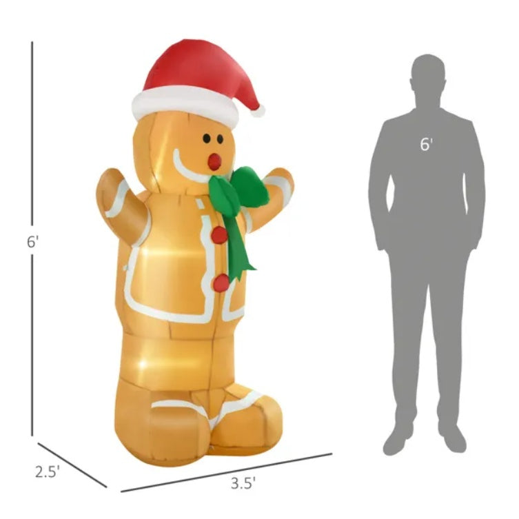 Gingerbread Man 6FT LED Inflatable