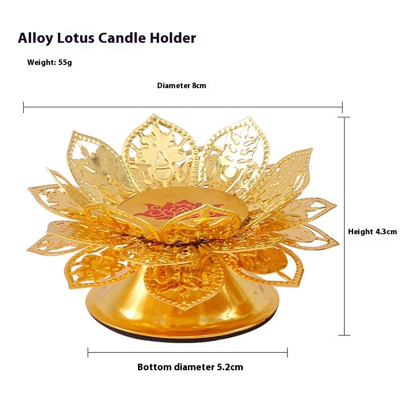 Gold Lotus Metal Candle Holder