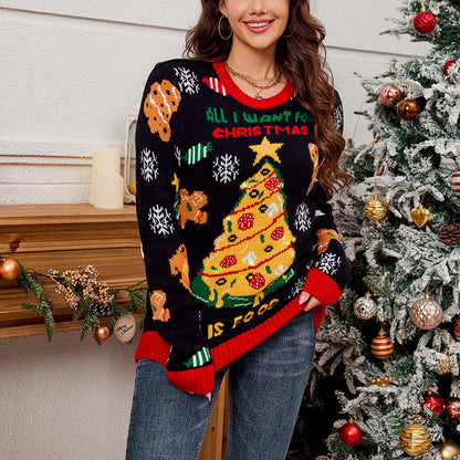 Christmas Tree Sweater w/Lights "All I Want For Chistmas Is Food"