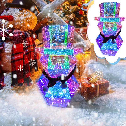 Colorful Iridescent LED Light Up Snowman