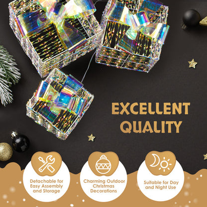 Colorful Christmas Gift Box Set – 3pcs, 7.5in to 5in, Light-Up Holiday Decoration