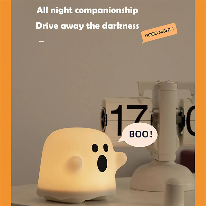 Cute Boo Ghost Silicone Bedside Night Light LED Touch Lamp