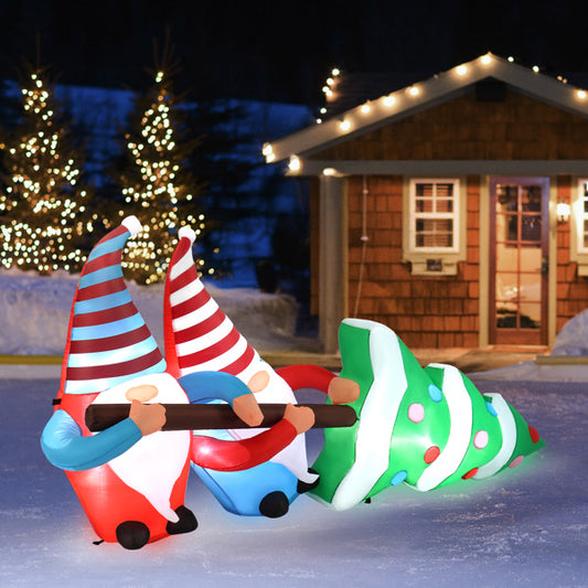 Festive Gnome Elves with Christmas Tree LED Inflatable