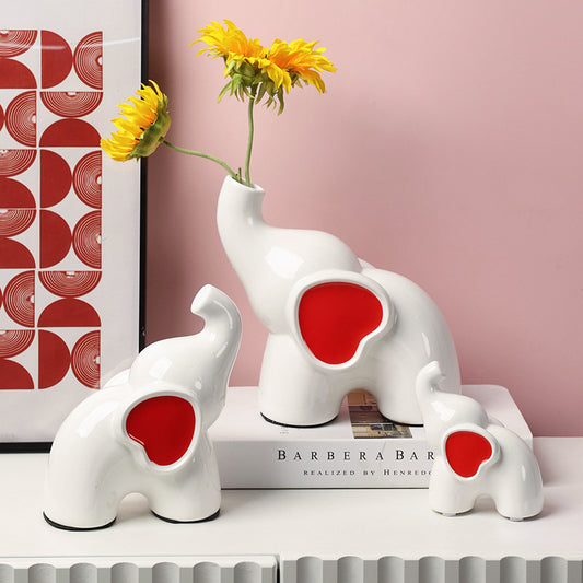 Ceramic Elephant Vase Family